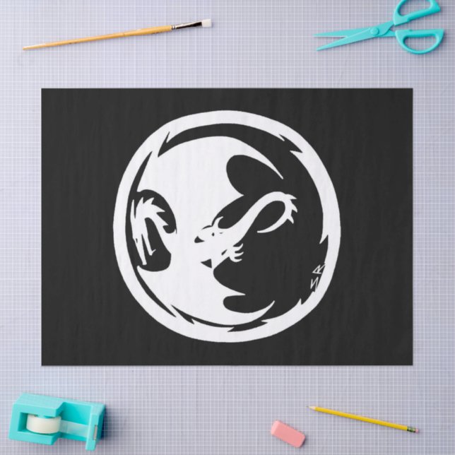 Seda Papel blanco de papel de tejido negro grande (Artesanía)