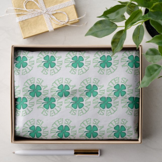 Seda Papel blanco de trébol con trébol (Regalo )