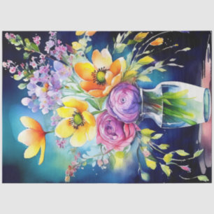 Seda Papel colorido de tejidos de flores