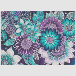 Seda Papel colorido del arte de la batik floral