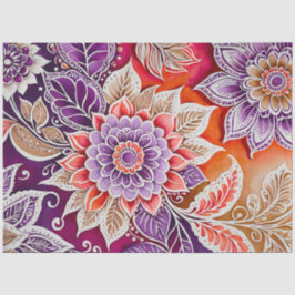 Seda Papel colorido del arte de la batik floral