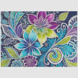 Seda Papel colorido del arte de la batik floral