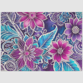 Seda Papel colorido del arte de la batik floral