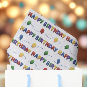 Seda Papel colorido del balón de cumpleaños feliz