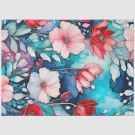 Seda Papel colorido del tejido de la tinta floral