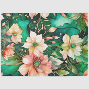 Seda Papel colorido del tejido de la tinta floral