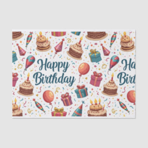 Seda Papel cutáneo feliz de cumpleaños con globos y pas