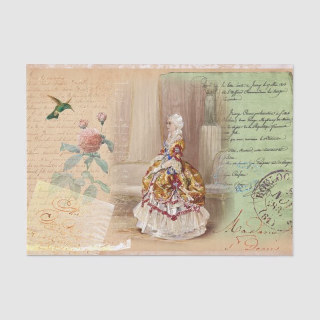 Seda Papel cutáneo Lady Tejido de flores de cosecha (Anverso)