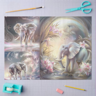 Seda Papel de acuarela floral elefante efímero decoupag