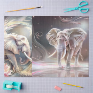 Seda Papel de acuarela floral elefante efímero Decoupag