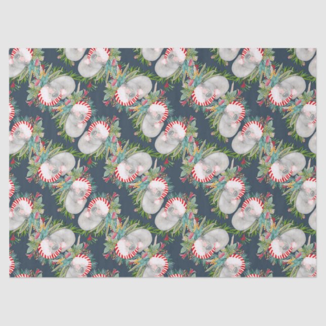 Seda Papel de ajuste azul para Navidades de Koala (Anverso)