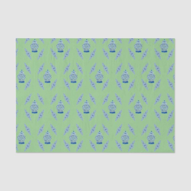 Seda Papel de ajuste de jarrón de jengibre azul pintado (Anverso)