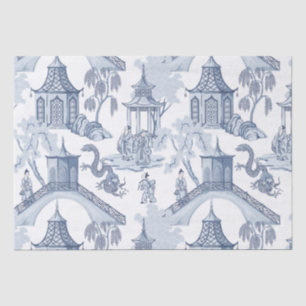 Seda Papel de ajuste de patrón chino azul y blanco