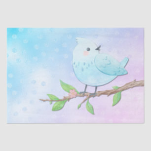 Seda Papel de árbol de aves azul