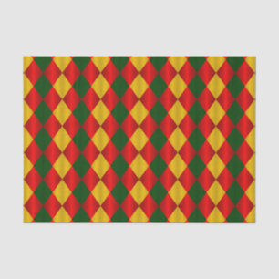 Seda PAPEL DE BRAZO Harlequin-Red-Green-Gold-TISSUE ple