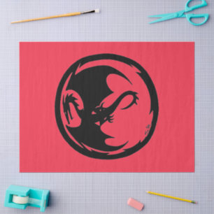Seda Papel de coral Dragon Negro grande