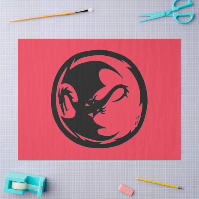 Seda Papel de coral Dragon Negro grande (Artesanía)