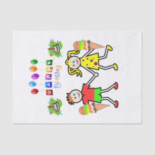 Seda Papel de cumpleaños feliz crema de hielo gemela