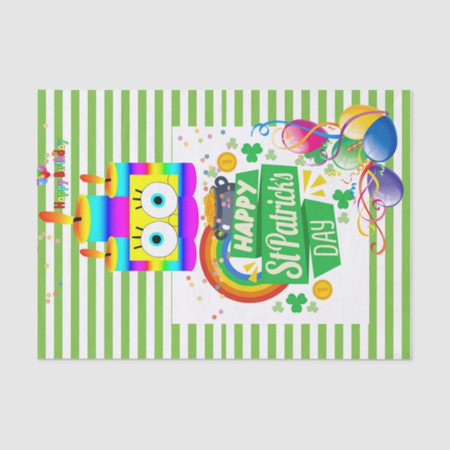Seda Papel de cumpleaños feliz Día de San Patricio (Anverso)