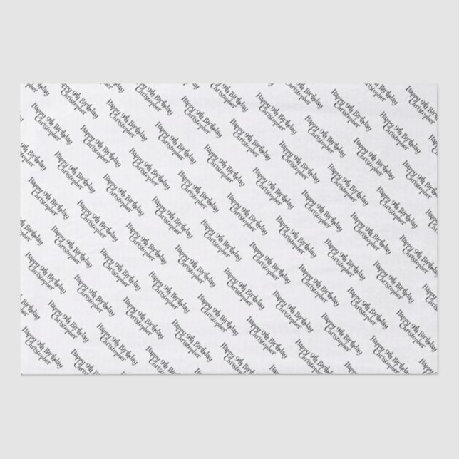 Seda Papel de cumpleaños feliz en blanco y negro modern (Anverso)