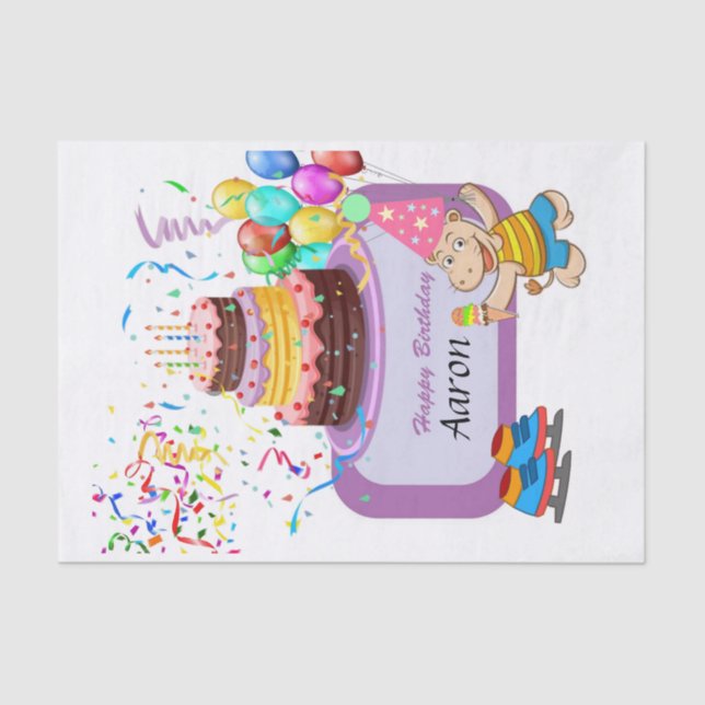Seda Papel de cumpleaños feliz Hippopótamo (Anverso)
