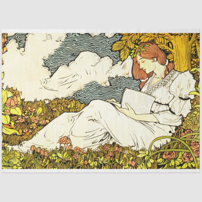 Seda Papel de debate Art Nouveau Lady 14 (Anverso)