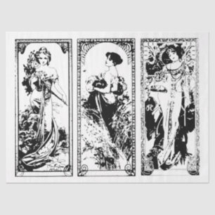 Seda Papel de debate Art Nouveau Lady 24 Decoupage