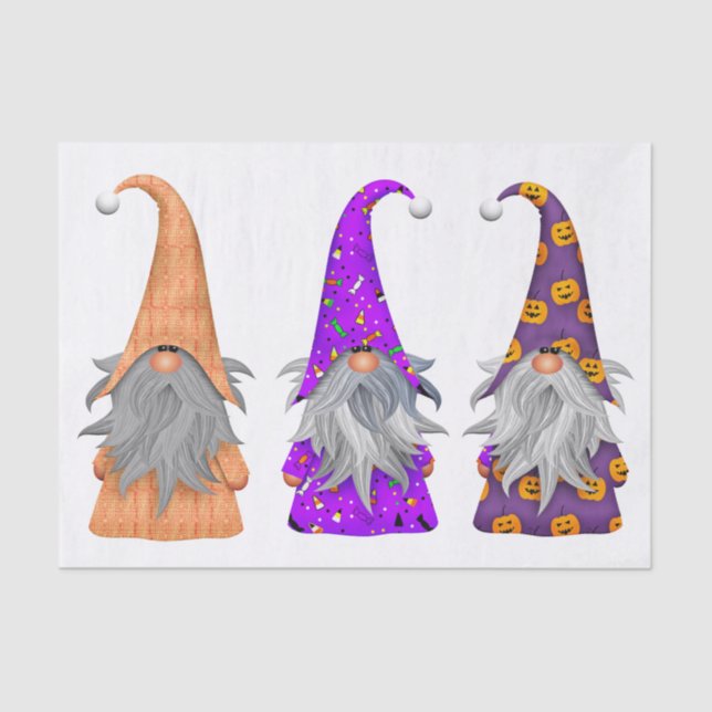 Seda Papel de debate de tres Gnomes de Halloween (Anverso)