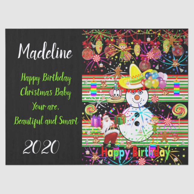 Seda Papel de debate feliz cumpleaños de los Navidades (Anverso)