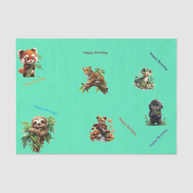 Seda Papel de debate "Feliz cumpleaños" para animales d (Anverso)