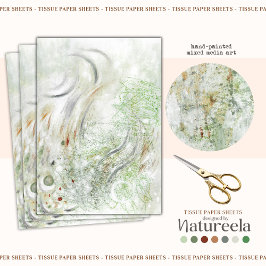 Seda Papel de Decoupage Abstracto Beige Gris Blanco