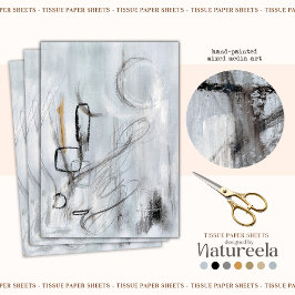 Seda Papel de Decoupage Abstracto Contemporáneo Gris