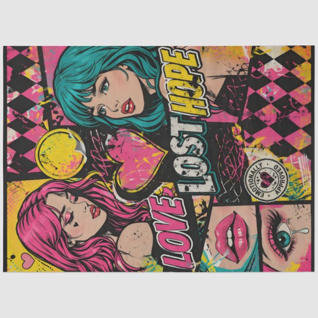 Seda Papel de Decoupage Arte Pop Comic Amor Fuerza Espe (Anverso)