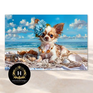 Seda Papel de Decoupage Chic de Playa Cachorro Chihuahu