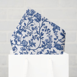 Seda Papel de Decoupage Chinoiserie, Floral Blanco Azul