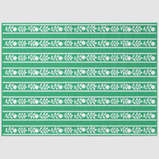 Seda Papel de Decoupage con Borde Floral de Hueso Verde