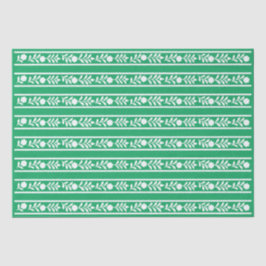 Seda Papel de Decoupage con Borde Floral de Hueso Verde