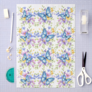 Seda Papel de decoupage con flores coloridas y mariposa