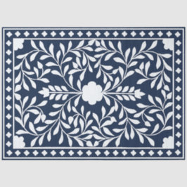 Seda Papel de Decoupage con Incisión de Hueso Azul Mari