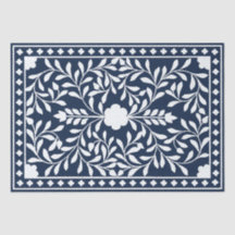 Papel de Decoupage con Incisión de Hueso Azul Mari