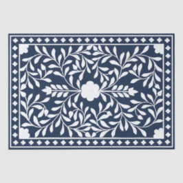 Seda Papel de Decoupage con Incisión de Hueso Azul Mari