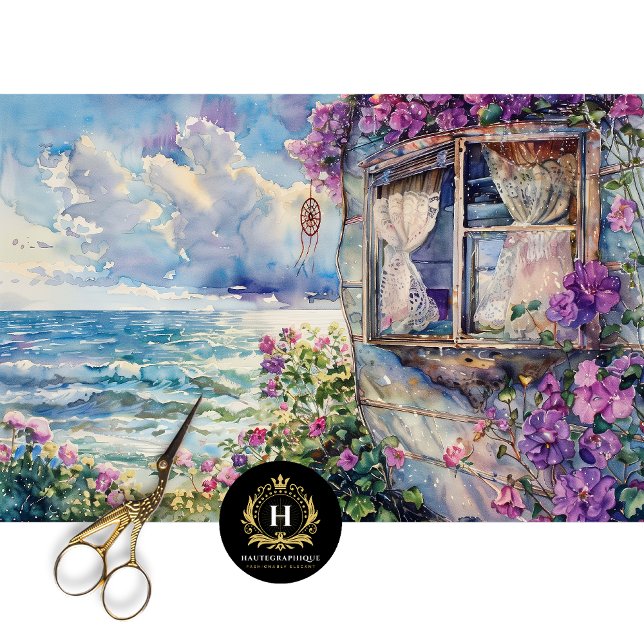 Seda Papel de Decoupage de Acuarela Boho Costero Carava (Subido por el creador)