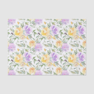 Seda Papel de Decoupage de Acuarela Floral Amarillo Pur
