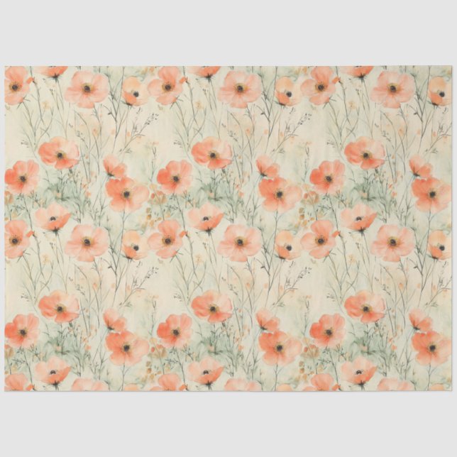 Seda Papel de Decoupage de Amapolas al Acuarela de Prim (Anverso)