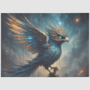 Seda Papel de decoupage de ave fénix azul fantasía