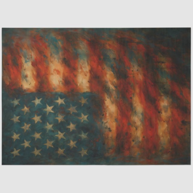 Seda Papel de decoupage de bandera americana angustiado (Anverso)