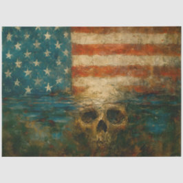 Seda Papel de Decoupage de Bandera y Cráneo en Agua – M
