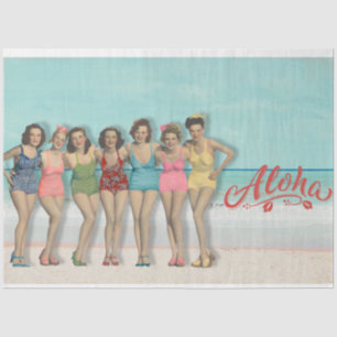 Seda Papel de Decoupage de Bellezas Retro en Baño