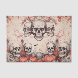 Seda Papel de Decoupage de Calavera Gótica Vintage para