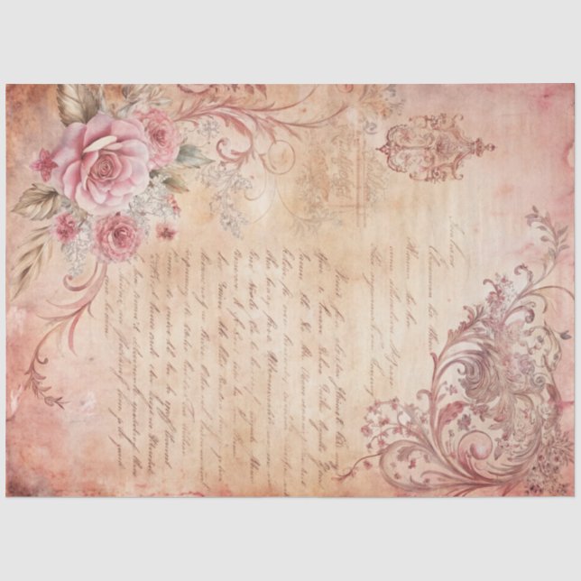 Seda Papel de Decoupage de Carta Vieja Grunge de Encaje (Anverso)